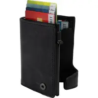 Tony Perotti Furbo Arno Pullup leren Pasjeshouder RFID met papier- en kleingeldvak - Zwart