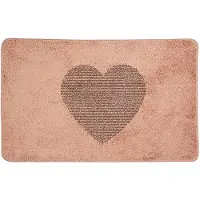 Clayre & Eef Badmat 78x48x1 cm Roze Polyester Rechthoek Hart Roze