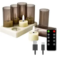 FlinQ Led kaars 5.5 x 4 cm | Wit | Bewegende vlam | 6 stuks