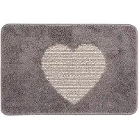 Clayre & Eef Badmat 58x38x1 cm Grijs Polyester Rechthoek Hart Grijs
