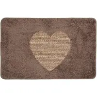 Clayre & Eef Badmat 78x48x1 cm Bruin Polyester Rechthoek Hart Bruin