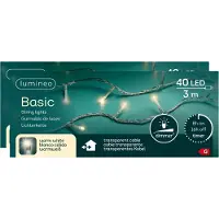 Lumineo Kerstverlichting - 2x - 40 leds -warm wit -300 cm - transparent cable - timer en dimmer