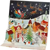 Pictura Pop-up Kerstkaart 3D-kerstkaart - Santa Claus is coming to town - De Kerstman komt naar de stad- blanco - Met envelop - 16x16