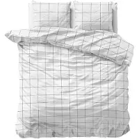 Dreamhouse Dekbedovertrek Deep check White Satijn-200 x 200 / 220 cm | 2-Persoons