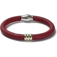 Jolla NIEUW! - dames armband zilver - leer - magneetsluiting - bedels - tweekleurig - Single Ladies - Rood