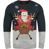 Blend Trui 'Rudolph' donkerblauw / grijs / rood / wit