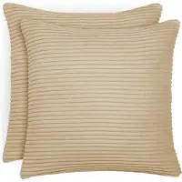 Blumtal Zachte Kussenhoes - Verstopte rits - Deco Kussen - Corduroy - 60 x 60cm - Zand - Set van 2