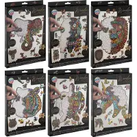 Grafix Houten Puzzel 6pcs - Dierenpuzzels voor Kinderen en Volwassenen - Olifant, Uil, Leeuw, Eenhoorn, Schildpad, Tijger - Unieke Puzzelstukjes - Ideaal Cadeau