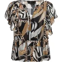 Faina Blouse lichtbruin / lichtgrijs / lichtoranje / zwart