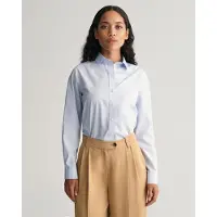 Gant Dames Regular Fit blauw poplin overhemd (42), Casual, Katoen, Lange mouwen 4300348