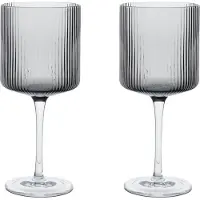 Ferm Living Ripple Rode Wijnglazen - Set van 2 Smoked Grey