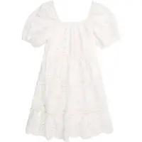 Kids Only GIRL A-lijn jurk KOGCLEO LIFE wit Meisjes Katoen Ronde hals Effen - maat 146