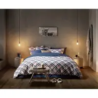 De Witte Lietaer Dekbedovertrek Tango Tartan Blue Indigo Flanel-140 x 200 / 220 cm | 1-Persoons