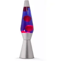 I-Total Lavalamp - Lava Lamp - Sfeerlamp - 40x11 cm - Glas/Aluminium - 30W - Paars met roze Lava - Zilvergrijs - XL2343