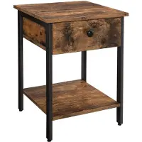 O'daddy Nachtkastjes industrieel - bijzettafel - nachtkastje met lade 40 x 40 x 55 cm - bruin