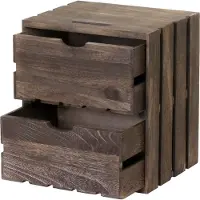Mendler Commode -C62, ladekast houten kist, shabby-look vintage, 2 lades 36x32x26cm ~ bruin