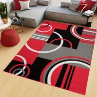 Tapiso Maya Vloerkleed Rood Grijs Woonkamer Tapijt Maat- 160x220
