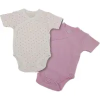 Gamberritos rompers korte mouw roze/wit 0 6 maanden 2 stuks