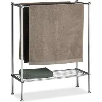 Relaxdays Handdoekhouder 3 stangen met vak roestvrij zilverkleurig - Afmetingen: 79x64x26 cm - Badkamer