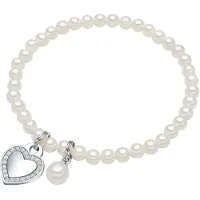 Lulu & Jane Armband zilver / transparant / parelwit