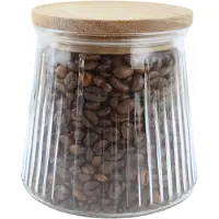 OTIX Voorraadpot - Glas - met Deksel - Snoeppot - 650ml - Acacia - Wood - SIRIUS