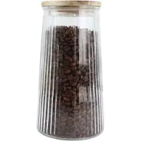 OTIX Voorraadpot - Glas - met Deksel - Snoeppot - 1300ml - Acacia - Wood - SIRIUS