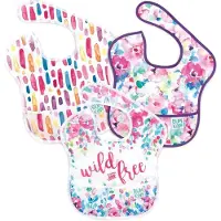 BUMKINS - SuperBib Baby Slab (3 stuks) - Wild & Free, Watercolor, Brush Strokes (6-24 maanden)