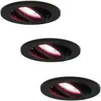 Hofronic Set van 3 stuks smart WiFi LED inbouwspots Oslo dimbaar RGBWW kantelbaar zwart IP20