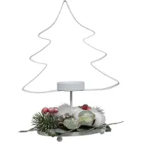 Atmosphera Metalen kaarsenhouder in de vorm van een kerstboom voor tea light, 25 cm