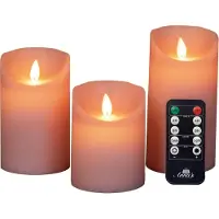 Anna's Collection Led kaars 7,5 x 10 cm, 12,5 cm, 15 cm | Licht roze | Bewegende vlam | 3 stuks
