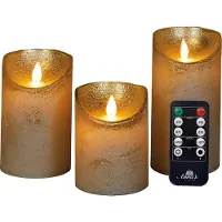 Annas collection Led kaars 7,5 x 10 cm, 12,5 cm, 15 cm | Goud | Bewegende vlam | 3 stuks