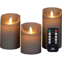 Annas collection Led kaars 7,5 x 10 cm, 12,5 cm, 15 cm | Taupe | Bewegende vlam | 3 stuks