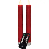 Anna's Collection Ledtafelkaars glad+vlam+ab 2st bo rood