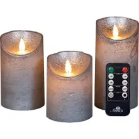 Anna's Collection Led kaars 7,5 x 10 cm, 12,5 cm, 15 cm | Zilver | Bewegende vlam | 3 stuks