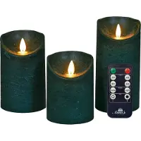 Anna's Collection LED Stompkaars Rustiek Groen D 7,5 H 10 / 12,5 / 15 Cm 3 Stuks