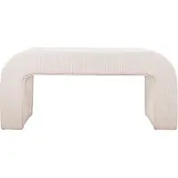 Vente-unique Bankje van ribfluweel - Ecru - CALVELO L 110 cm x H 46 cm x D 41 cm