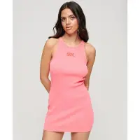 Superdry Rib Racer Jurk met Borduursels Roze Grootte: 42