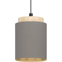 Eglo Hanglamp ALBARIZA Pendellampe, Stahl, Holz, Textil, IP20, E27, Wohnzimmerlampe Hanglamp vintage, zwart, natuur, cappuccino, goudkleur, E27 fitting (1 stuk)