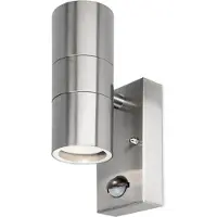 HOFTRONIC™ Jasmin wandlamp - RVS - 6000K Neutraal wit - Bewegingsmelder en schemerschakelaar - IP44 spatwaterdicht - Up & Downlight voor buiten voor binnen en