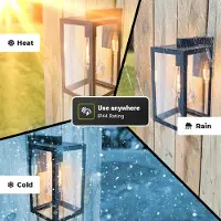 HOFTRONIC™ Brooks Dimbare Wandlamp zwart - Wandlantaarn - Voor binnen en buiten - E27 Fitting - Max 60 Watt - IP44 Waterdicht voor binnen en buiten
