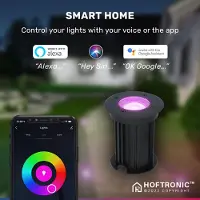 HOFTRONIC™ 6x Maisy dimbare LED grondspot - Rond - Zwart - RGBWW - 5.5 Watt - WiFi & Bluetooth - IP67 straal waterdicht - 3 jaar garantie