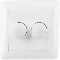 HOFTRONIC™ Dubbele dimmerknop incl. centraalplaat en raamwerk - Wit - Geschikt voor art. 843037