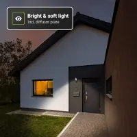 HOFTRONIC™ Bristol - LED wandlamp met bewegingssensor - Incl. schemersensor - IP54 waterdicht - 814 lumen - 3000K warm wit licht - 10 watt - Zwart - Buitenlamp -