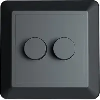 HOFTRONIC™ Dubbele dimmerknop incl. centraalplaat en raamwerk - Zwart - Geschikt voor art. 4406561