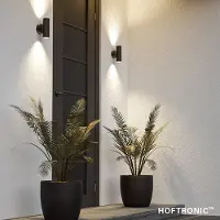 HOFTRONIC™ LED Wandlamp Blenda GU10 rond Up & Down light zwart IP44 excl. lichtbron voor binnen en buiten