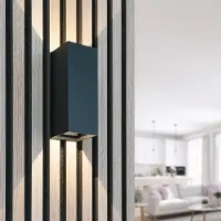 HOFTRONIC™ Miles S LED wandlamp dimbaar - up en down light buiten - 3000K warm wit- 10 Watt 760 lumen- IP65 waterdicht - Zwart - buitenverlichting voor binnen e