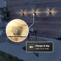 HOFTRONIC™ Clark - Solar Wandlamp - met PIR bewegingssensor - 3000K warm witte lichtbron - IP44 waterdicht - Zwart - Tuinverlichting - Buitenlamp