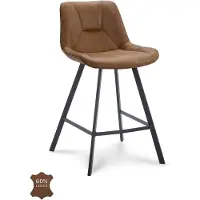 Gister&Vandaag Barkruk Lively Cognac Bull leer | Zithoogte 65 cm of 80 cm, Rechthoek, 80cm zithoogte
