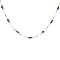 Blush collier 14 karaats geelgoud met resin blauw