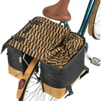 URBAN PROOF Gerecyclede dubbele fietstas - - 40 liter - Grijs/geel